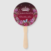 Éventail Fleurs et papillon Quinceanera Bourgogne (Dos)