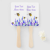 Éventail Fleurs et ventilateur à main d'abeilles avec nom d (Devant et derrière)