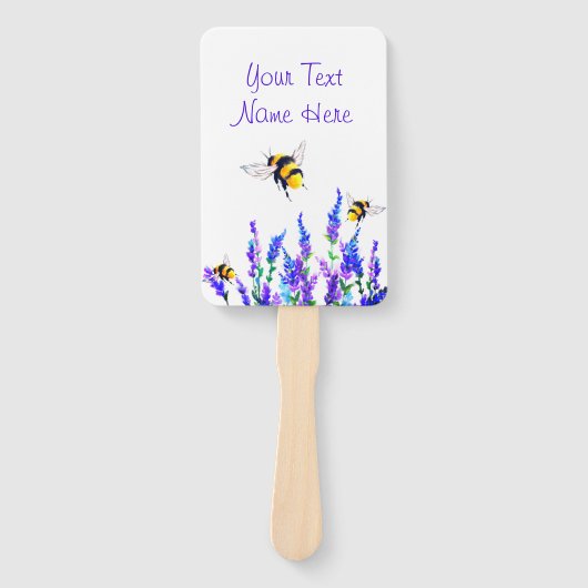 Éventail Fleurs et ventilateur à main d'abeilles avec nom d (Devant)