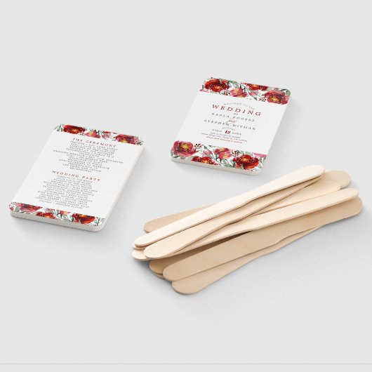 Éventail Fleurs Jardin Rouge foncé (Non-assemblé)