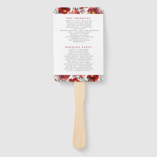 Éventail Fleurs Jardin Rouge foncé (Devant)