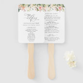 Éventail Fleurs roses, Fleurs blanches, Boho, Programme de  (Devant et derrière)