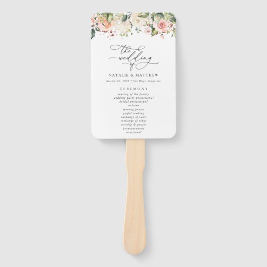 Éventail Fleurs roses, Fleurs blanches, Boho, Programme de (Devant)