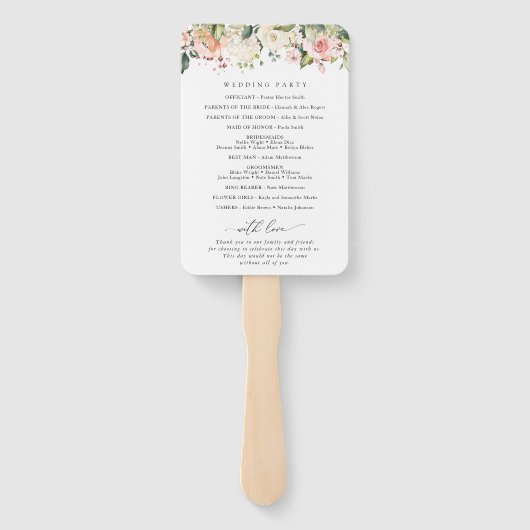 Éventail Fleurs roses, Fleurs blanches, Boho, Programme de  (Dos)