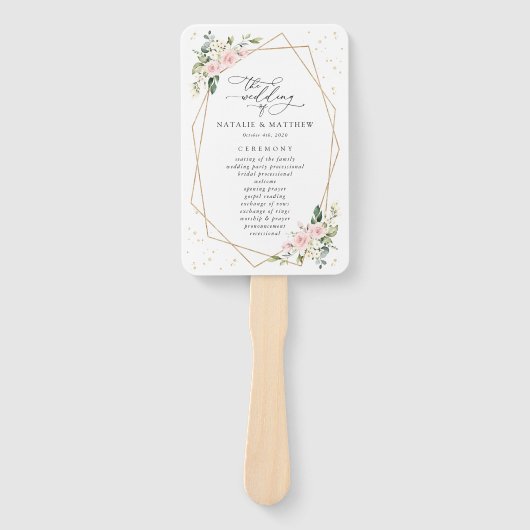 Éventail Fleurs roses, Fleurs blanches, Boho, Programme de  (Devant)