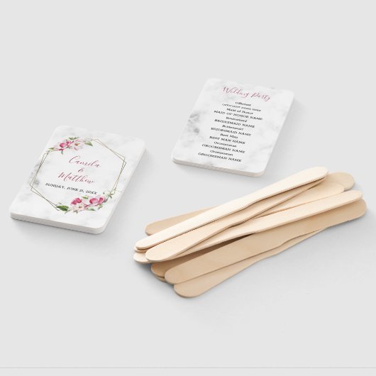 Éventail Fleurs roses Gold Frame (Non-assemblé)