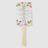 Éventail Fleurs roses rustiques sur programme de mariage en (Dos)