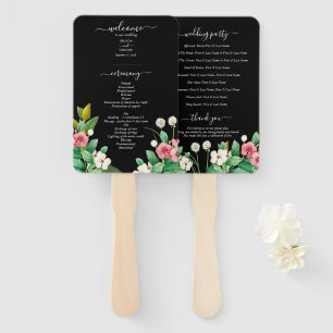 Éventail Fleurs Sauvages Mariage Pervenche Noir Programme