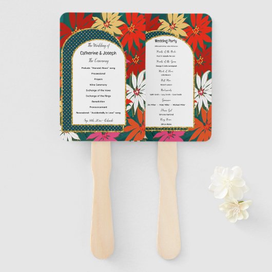 Éventail Fleurs tropicales et Mariage d'été et d'arc (Devant et derrière)