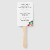 Éventail Fleurs tropicales et programme de mariage vert (Dos)