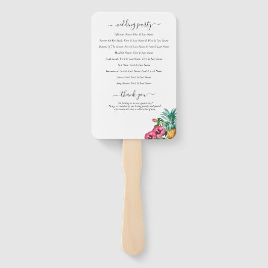 Éventail Fleurs tropicales et programme de mariage vert (Dos)