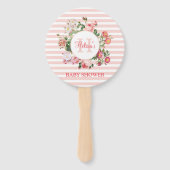 Éventail Fleurs vintages Rayures roses Baby shower Monogram (Dos)