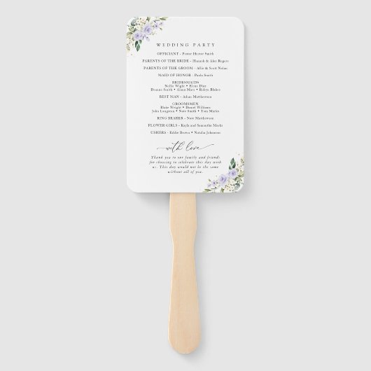 Éventail Fleurs violettes, Fleurs blanches, Programme de ma (Dos)