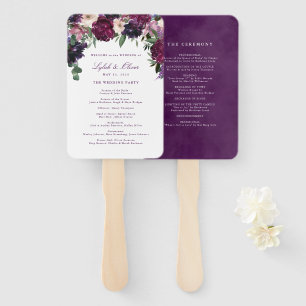 Éventail Fleurs violettes luxuriantes   Programme de mariag
