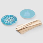 Éventail Flocons de Neige Aqua Blanc (Non-assemblé)