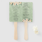 Éventail Floral Beige Blush Sage Green Wedding Programme (Devant et derrière)