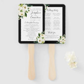 Éventail Floral blanc avec programme de cérémonie de Mariag (Devant et derrière)
