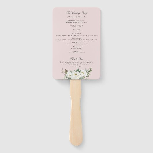 Éventail Floral Blush White Peony Élégant programme de mari (Dos)