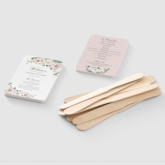 Éventail Floral Blush White Peony Élégant programme de mari (Non-assemblé)