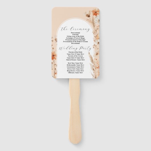 Éventail Floral Boho Peach Bohemian Programme (Dos)