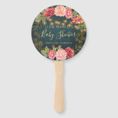 Éventail Floral chic rose bébé douche bienvenue (Devant)