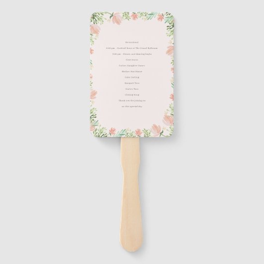 Éventail Floral Crest Aquarelle Monogramme Programme de mar (Dos)