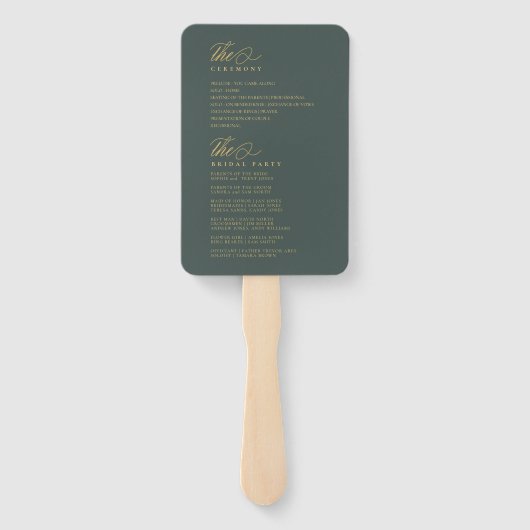 Éventail Floral Drama Wedding Program Green ID1022 (Dos)