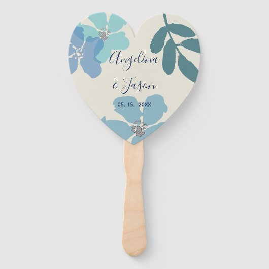 Éventail Floral Dusty Blue Wedding Programme (Devant)