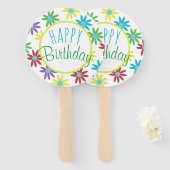 Éventail Floral Joyeux Anniversaire Hand Fans (Devant et derrière)
