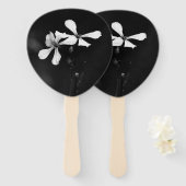 Éventail floral noir et blanc minimaliste (Devant et derrière)