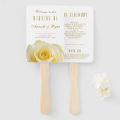 Éventail Floral Rose Golden Script White Wedding Programme (Devant et derrière)