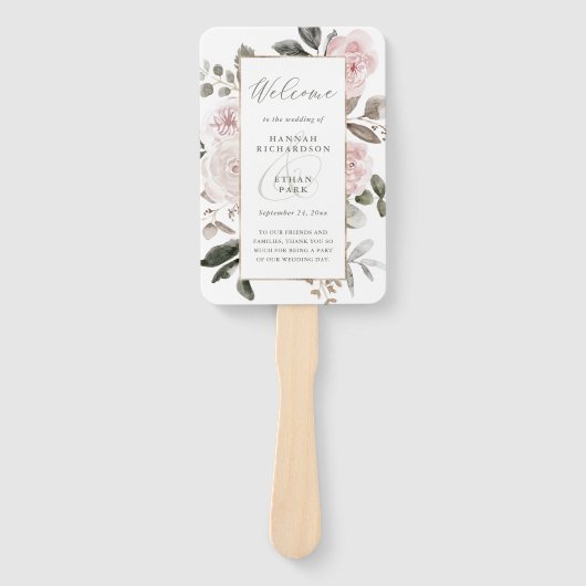 Éventail Floral rose pâle | Mariage géométrique Faux Gold (Devant)