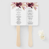 Éventail Floral rose rose de Bourgogne moderne (Devant et derrière)