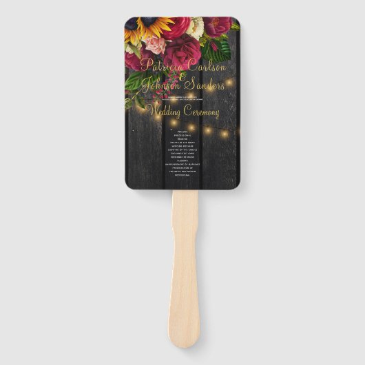 Éventail Floral rustique bois or lumières mariage cérémonie (Devant)