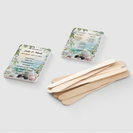 Éventail Floral Tropical Beach Wedding Programme Fans (Non-assemblé)