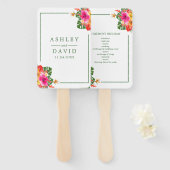 Éventail Floral Tropical Hibiscus Palms Programme de mariag (Devant et derrière)