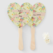 Éventail Flore vert rose jaune personnalisée (Devant et derrière)