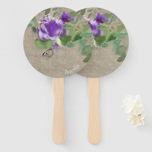 Éventail Flores elegantes  violeta (Devant et derrière)