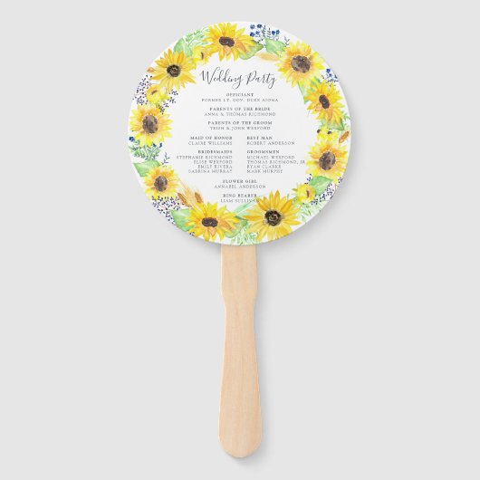 Éventail Flowerfields Wreath Wedding Programme (Dos)