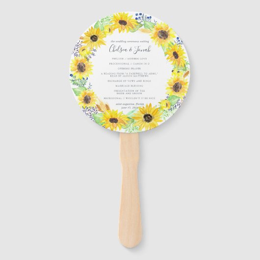 Éventail Flowerfields Wreath Wedding Programme (Devant)