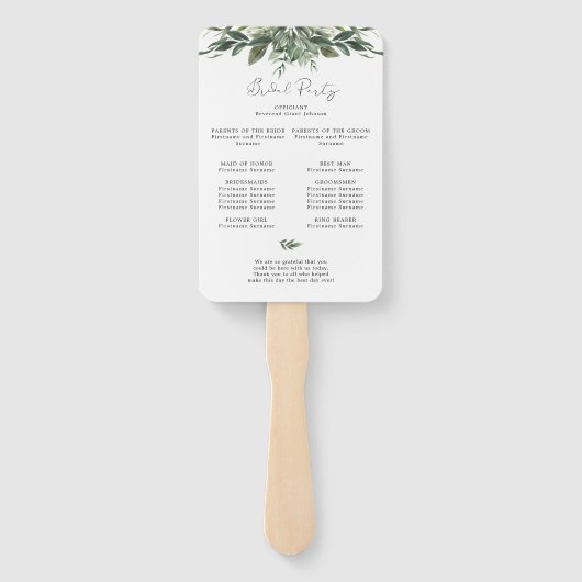 Éventail Foliage Leaf Mariage programme de cérémonie (Dos)