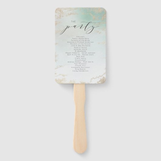 Éventail Fond Abstrait Aqua Ombre avec Parties scintillant (Dos)