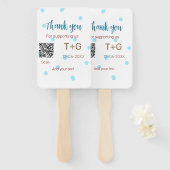 Éventail Fonds Lune de miel Ajouter Q R code nom de couple  (Devant et derrière)