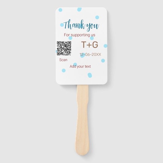 Éventail Fonds Lune de miel Ajouter Q R code nom de couple  (Devant)