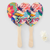 Éventail Forêt et rose (Devant et derrière)