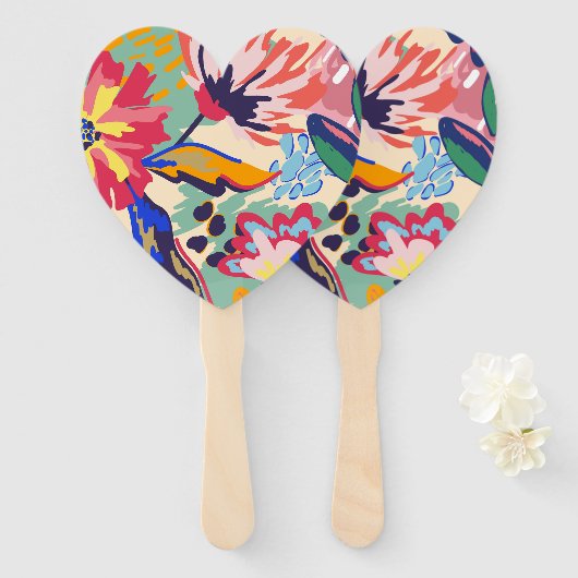 Éventail Forêt et rose (Devant et derrière)