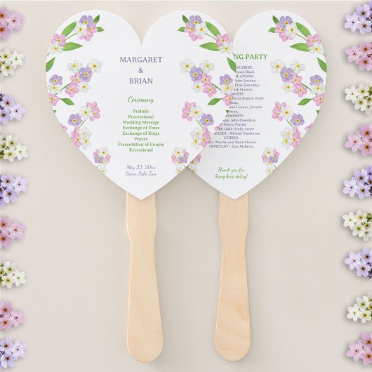 Éventail Forget-Me-Nots Pink & Purple Wedding Programme