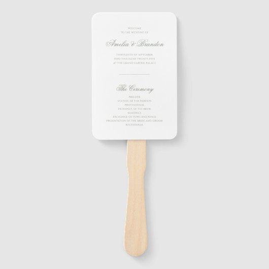 Éventail Formal Classic Sage Green Script Wedding Programme (Devant)