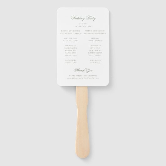 Éventail Formal Classic Sage Green Script Wedding Programme (Dos)