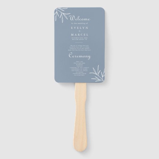 Éventail Formal Minimal Dusty Blue Wedding Programme (Devant)